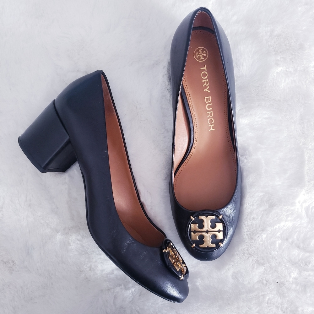 Tory Burch Multi Logo Pump Black Leather Shoe